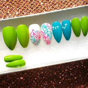 Candy Land reusable gel press on nails
